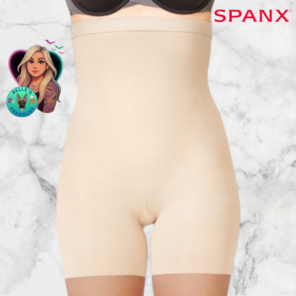 SPANXshape™ High-Waisted Mid-Thigh Sheers Slimming OnCore Tummy Panel 1X XL Nude